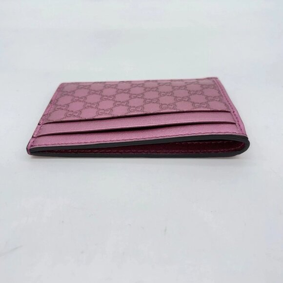 Auth GUCCI MicroGG GuccissimaShima Leather Pink Card Case - Picture 8 of 11